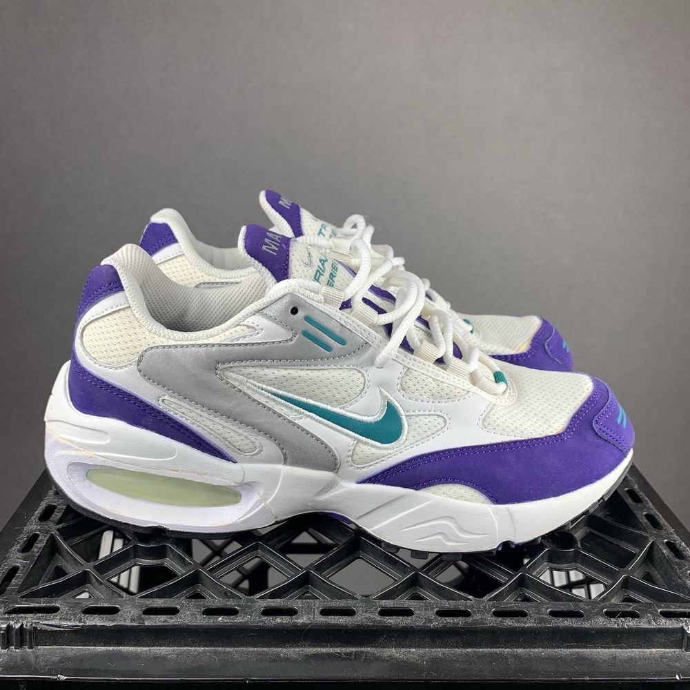 Vintage 90's Air Max Triax Trainers Shoes White Deep Emerald-Grape Ice Women's 9